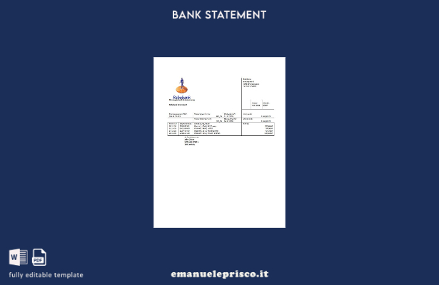 modello word di estratto conto bancario Rabobank olandese in stile verificato